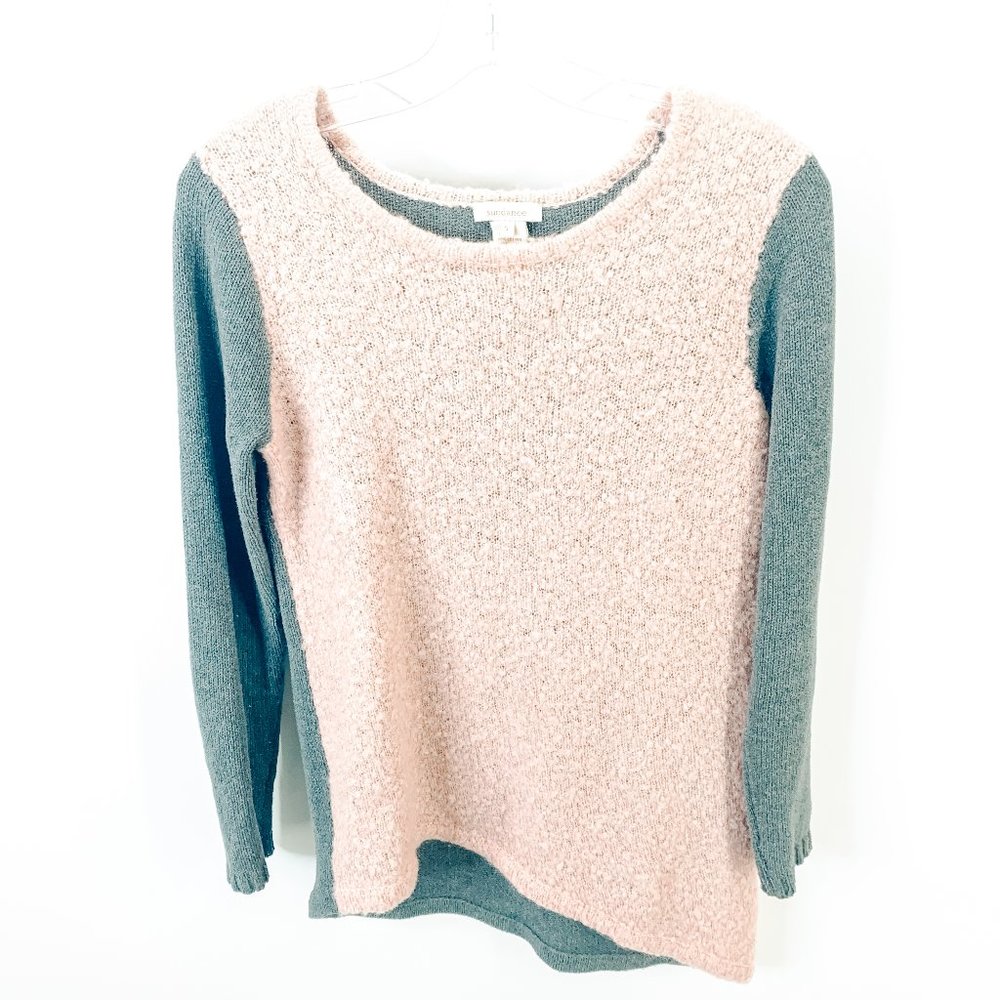 Sundance Womens Gray Pink Long Sleeve Knitted Pullover Sweater Size Small